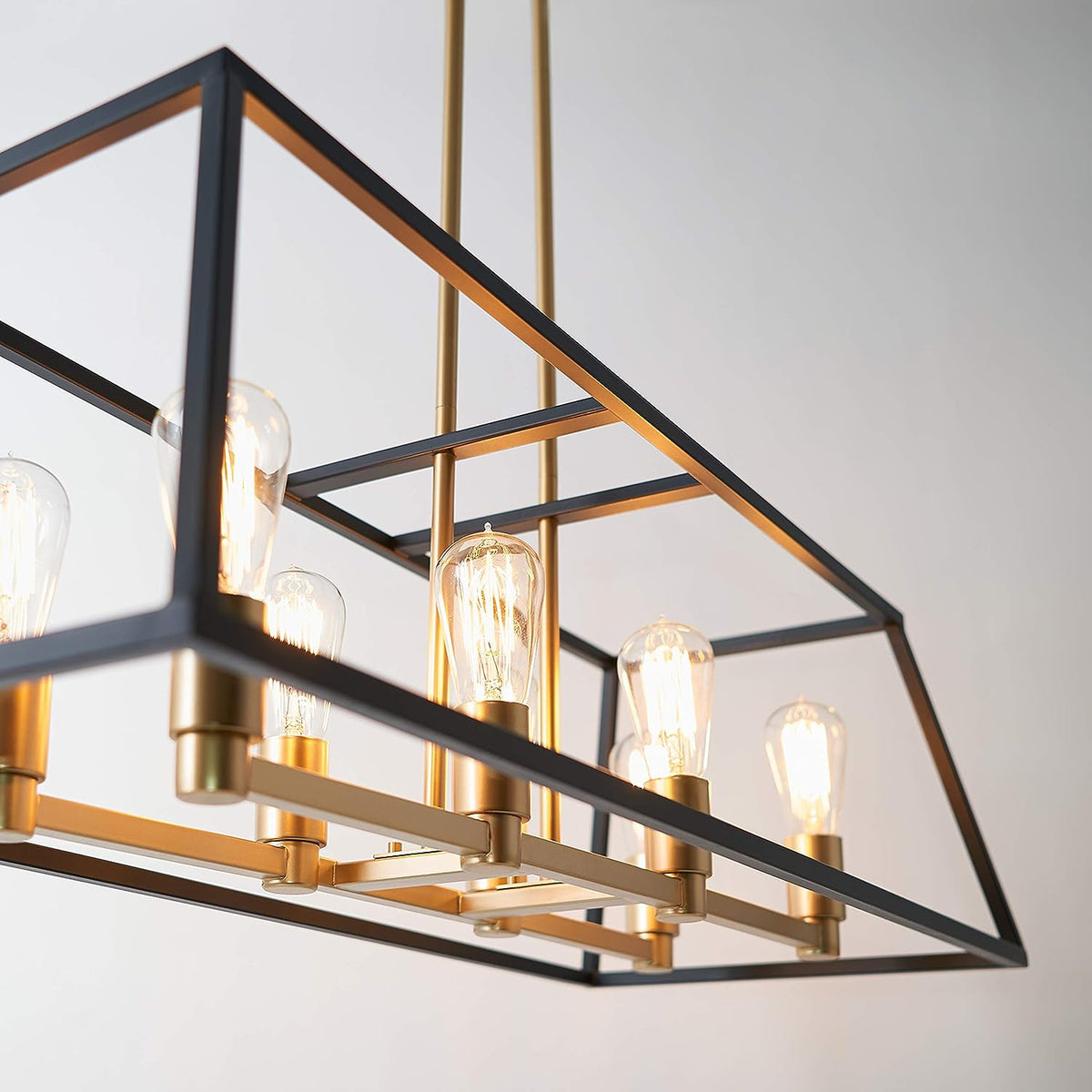 8 Light 60W Gold Pendant with Dark Bronze Metal Frame Shade