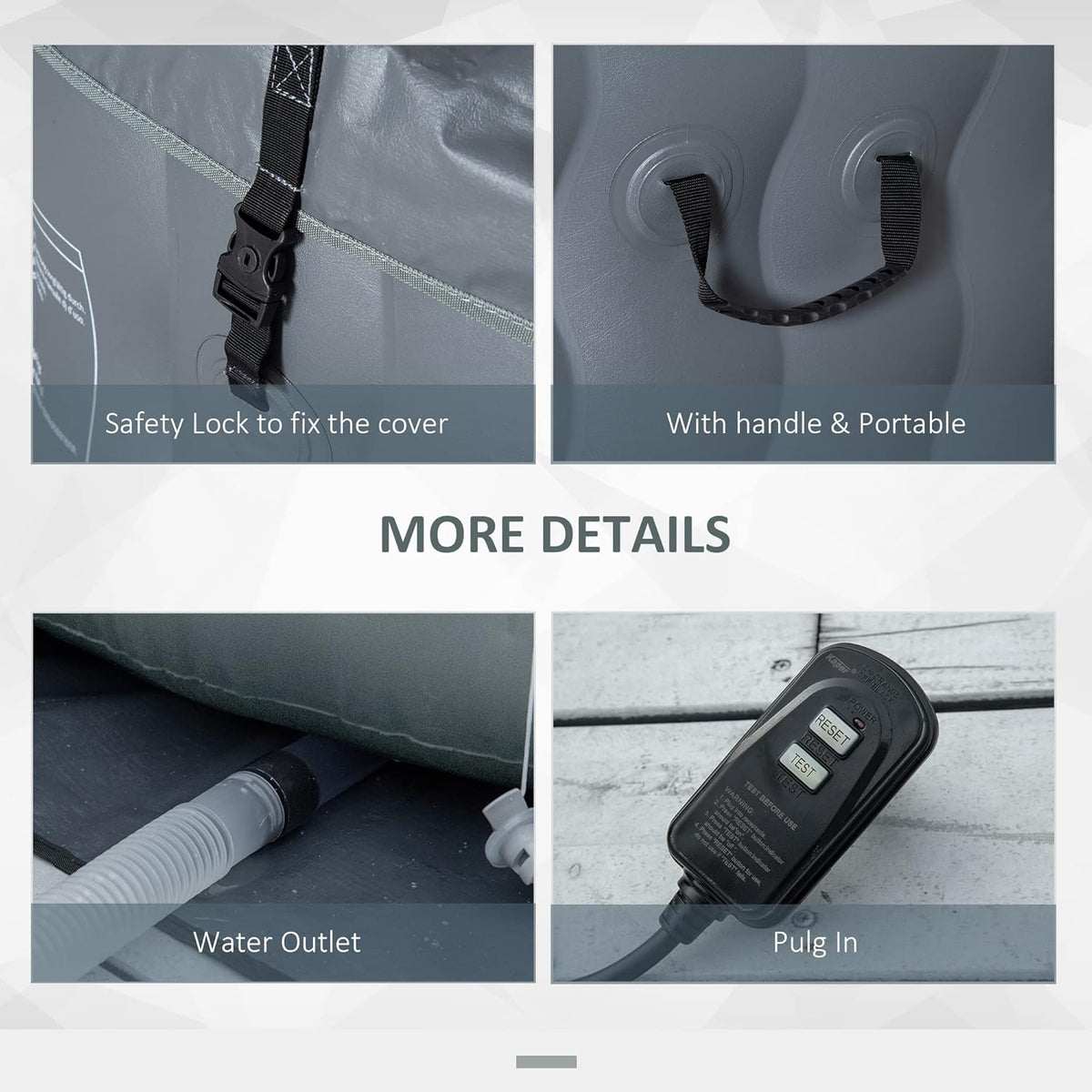 Inflatable Hot Tub Spa Round with Cover for 4-6 People