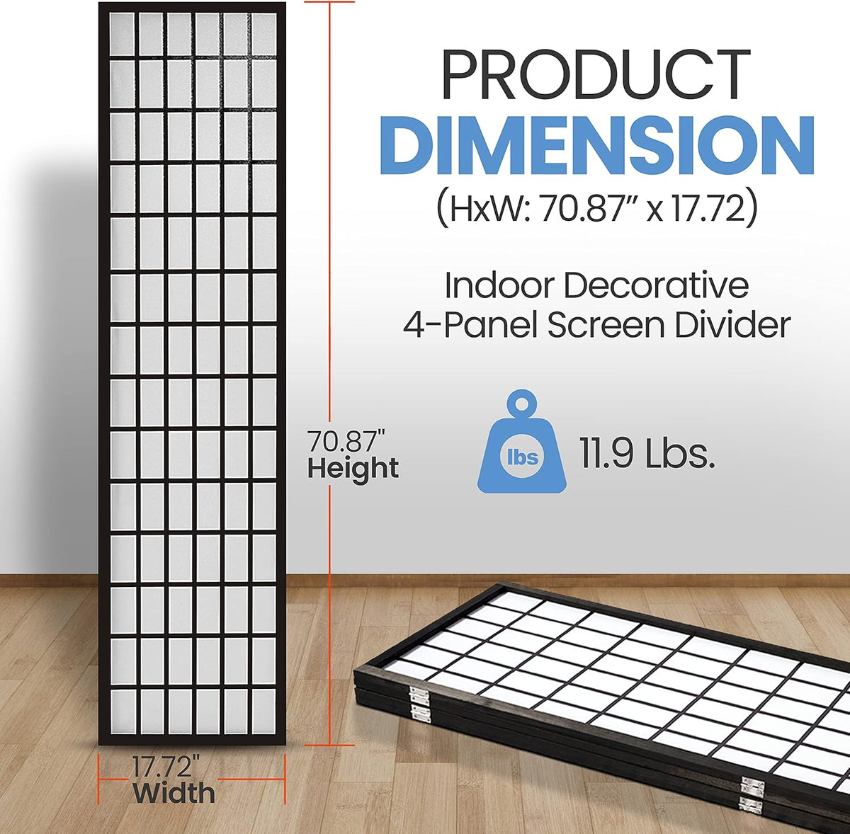 Classical Japanese Style 4 Panels Room Divider