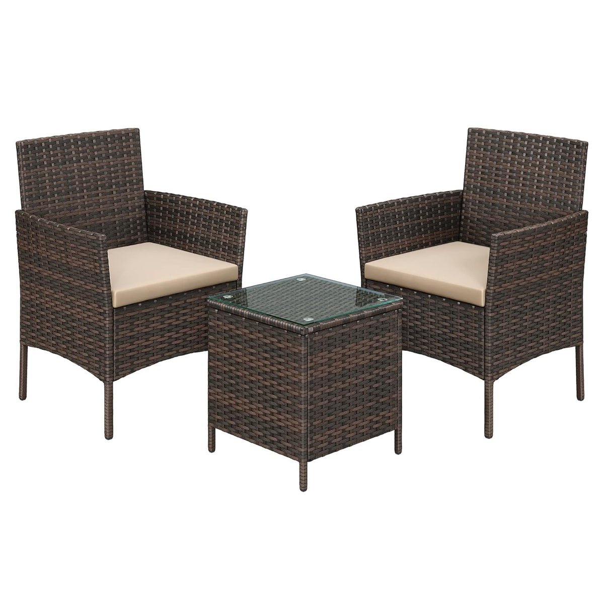 3 Piece Patio Outdoor Chairs set with Table, Outdoor Wicker Furniture set