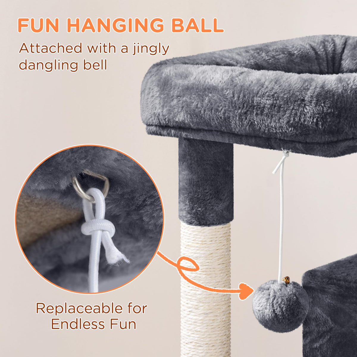 36 Inches Cat Tree Tower, Dark Grey