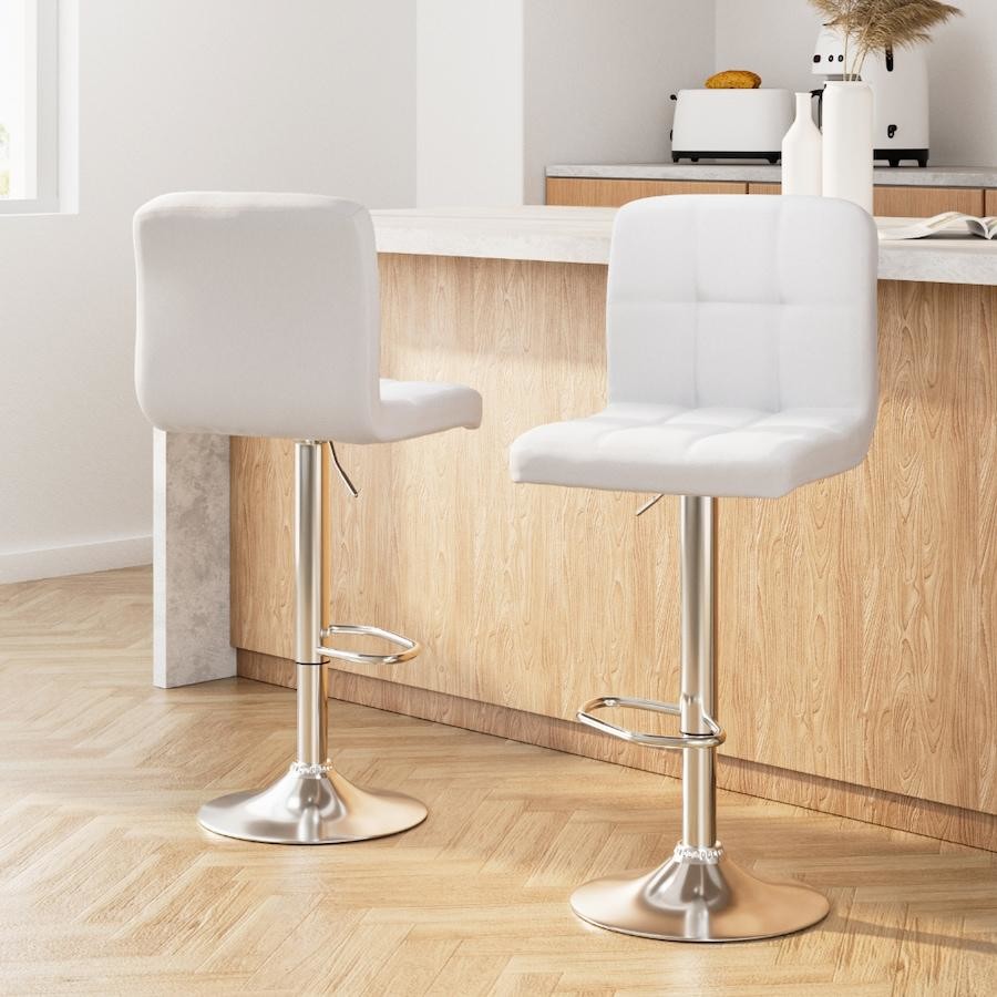 Elemena Square Counter Height Bar Stool, White