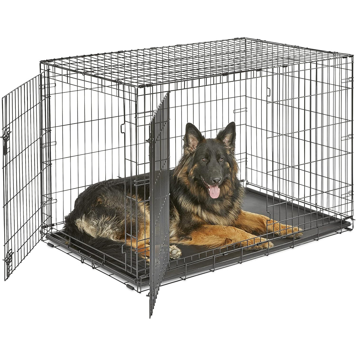 48" Double Door Folding Dog Cage