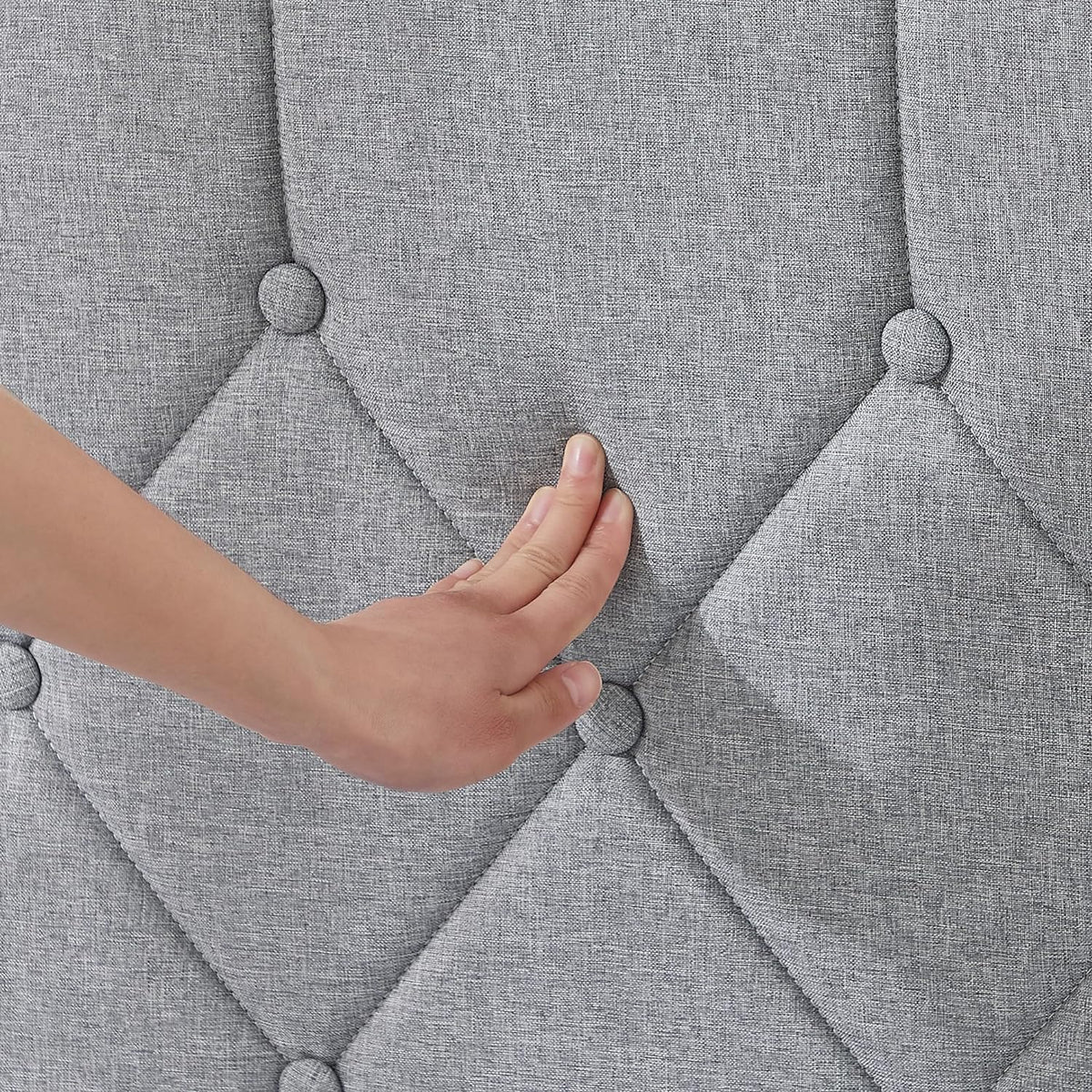 Full Bed Frame Upholstered Platform with Adjustable Diamond Tufted Headboard