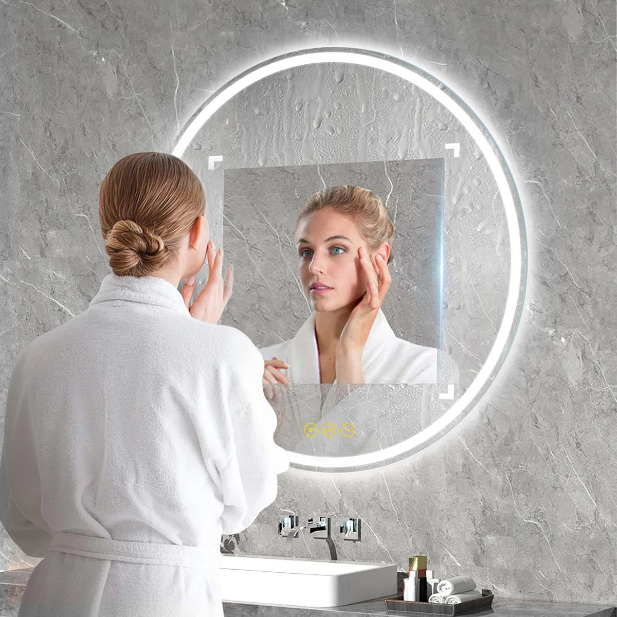 Round LED Bathroom Mirror - Dimmable, Anti-Fog, 3 CCT