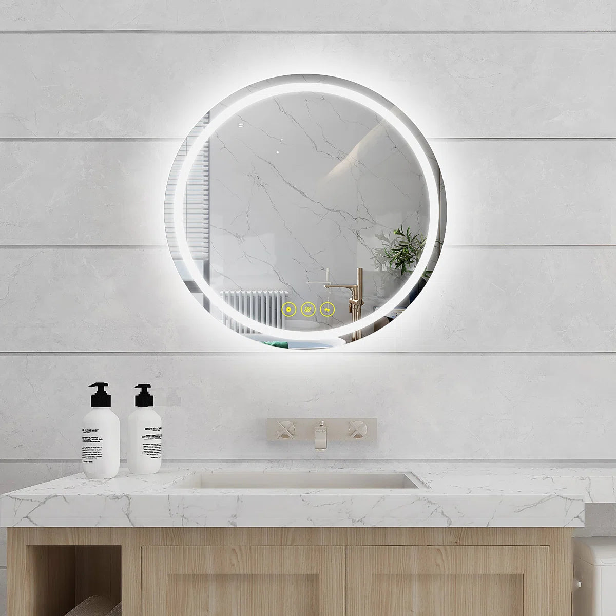 Round LED Bathroom Mirror - Dimmable, Anti-Fog, 3 CCT