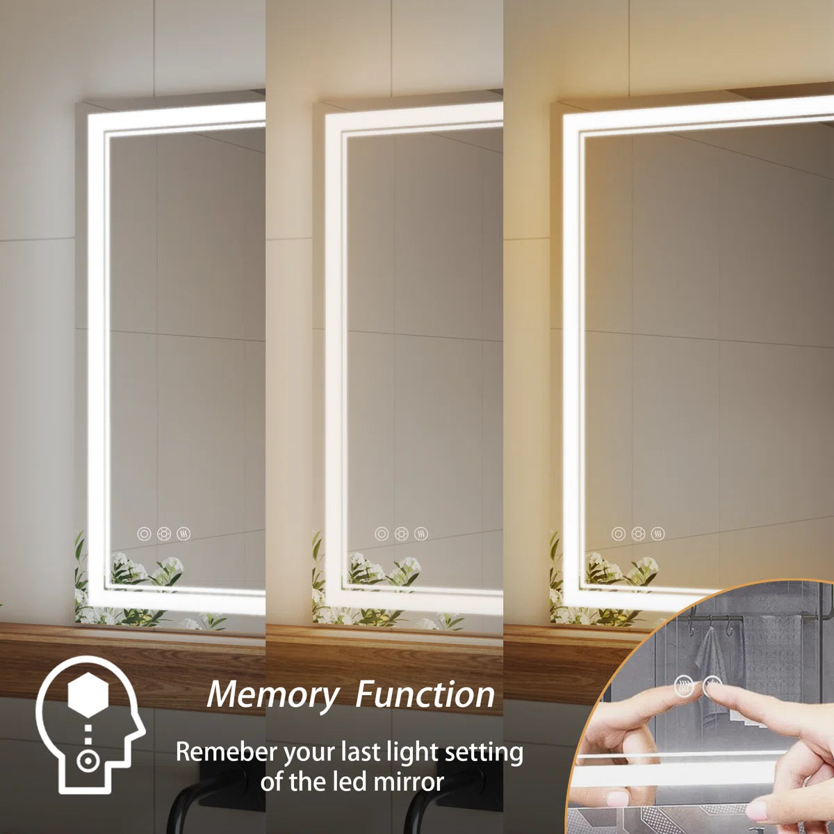 LED Bathroom Mirror, Anti-Fog / Dimmable / 3 CCT