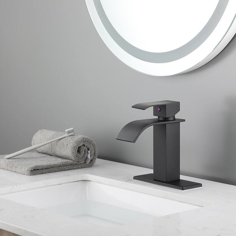 Black Bathroom Faucet Waterfall 1 Handle 1 Hole Bathroom Sink Faucet