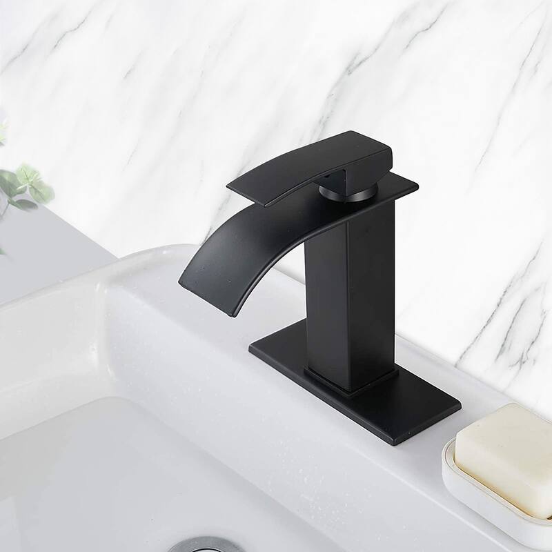 Black Bathroom Faucet Waterfall 1 Handle 1 Hole Bathroom Sink Faucet