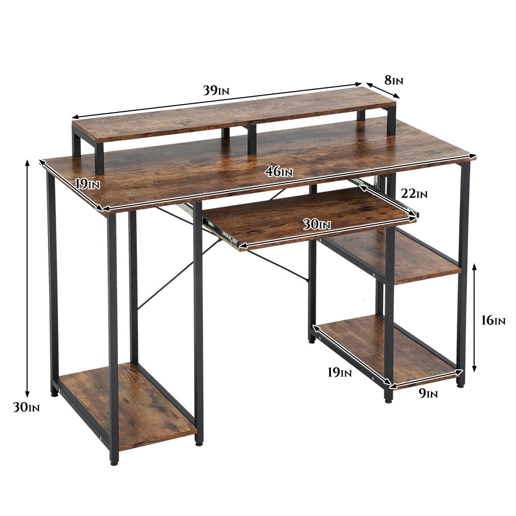46" Storage Shelves Office Desk