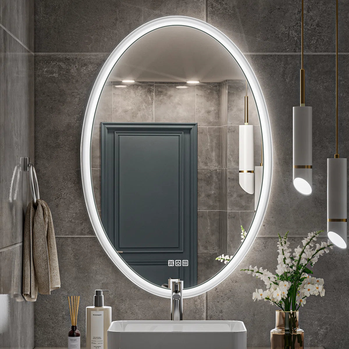 Oval LED Wall Mirror With Defogger, 3CCT