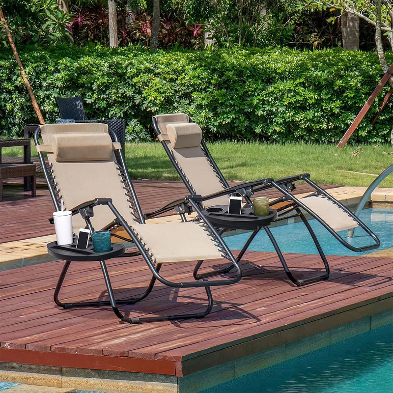 Zero Gravity Reclining Chair Set Of 2, Light Brown