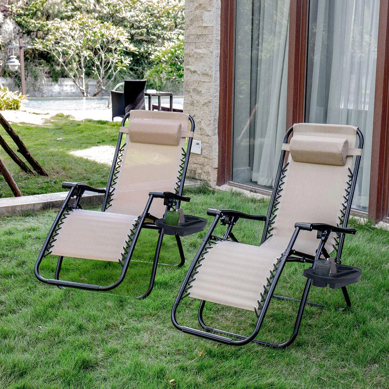 Zero Gravity Reclining Chair Set Of 2, Light Brown