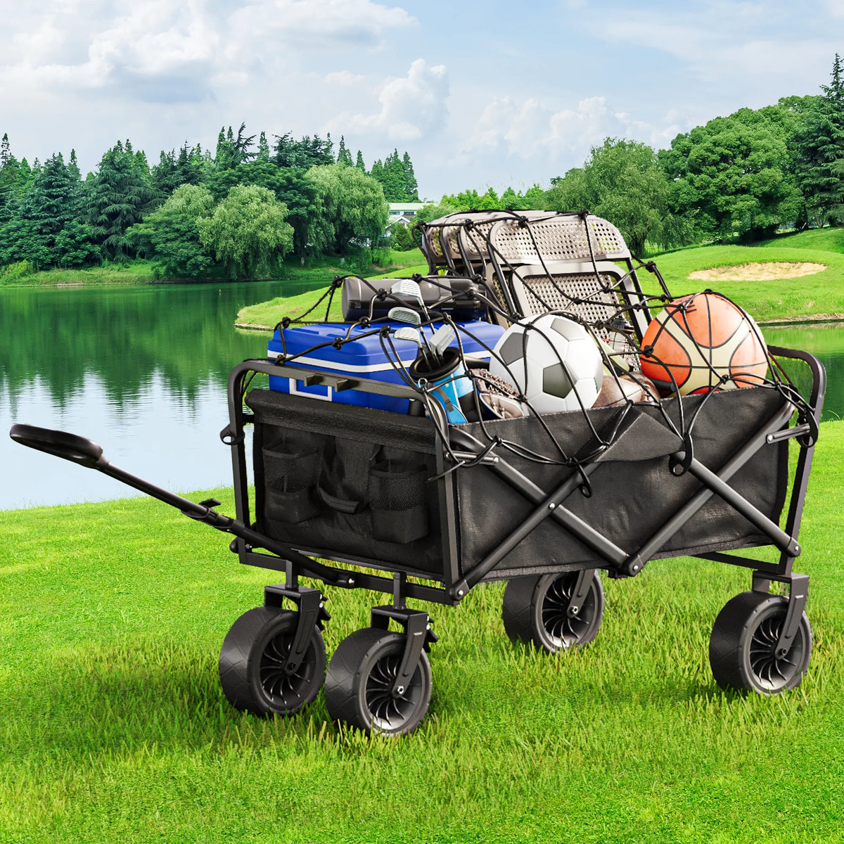 Heavy Duty Collapsible Wagon Cart, Black