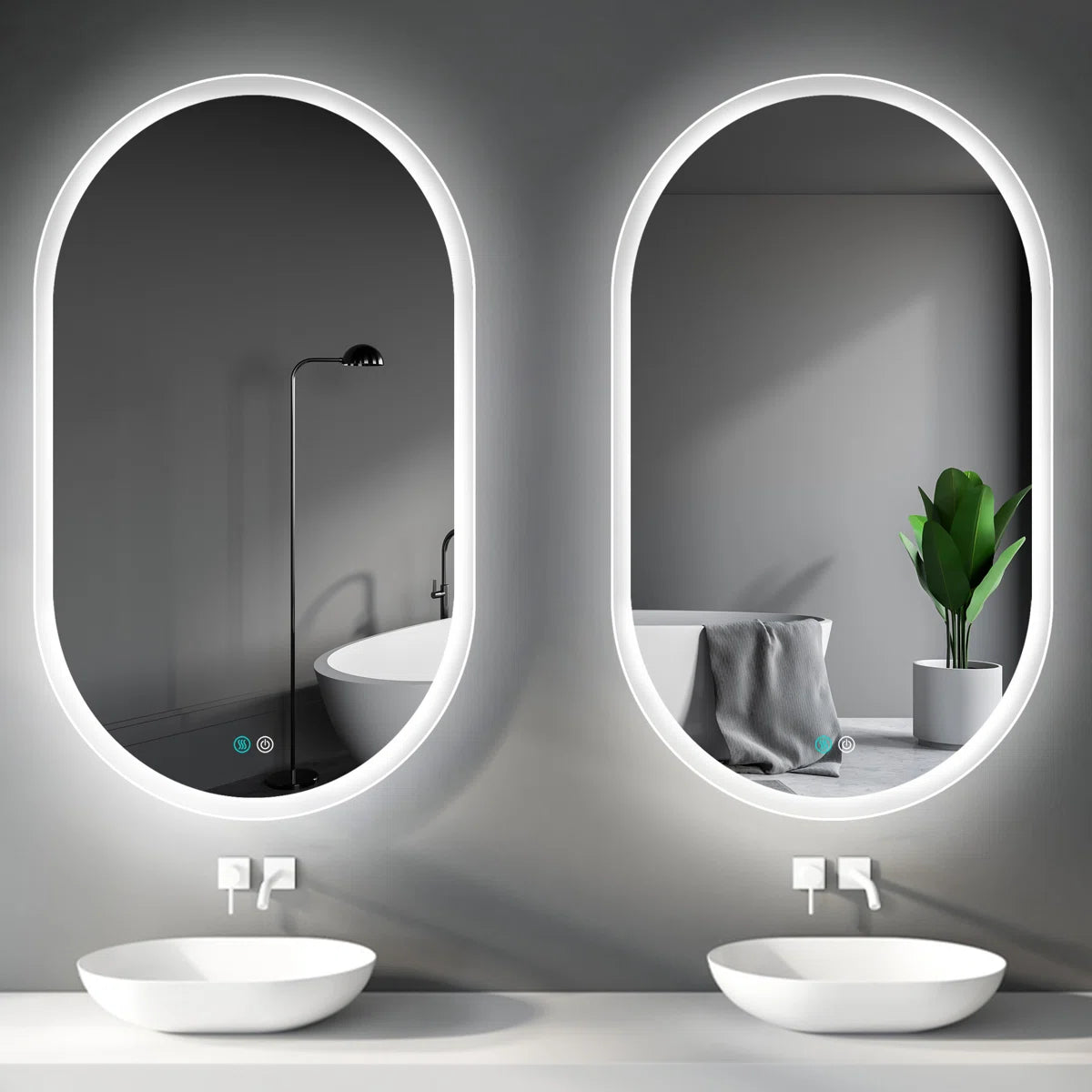 Oval LED Bathroom Mirror - Dimmable, Anti-Fog, 3 CCT