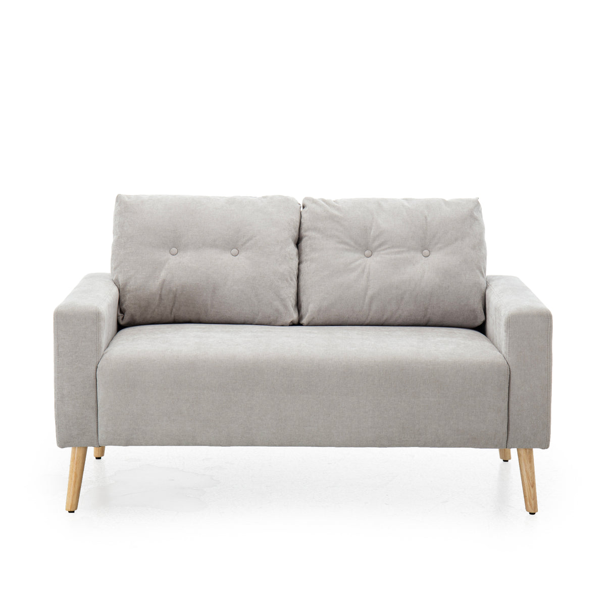 Eameson Mid-Century Inspired 2-Seater Loveseat Sofa, Gray Fabric