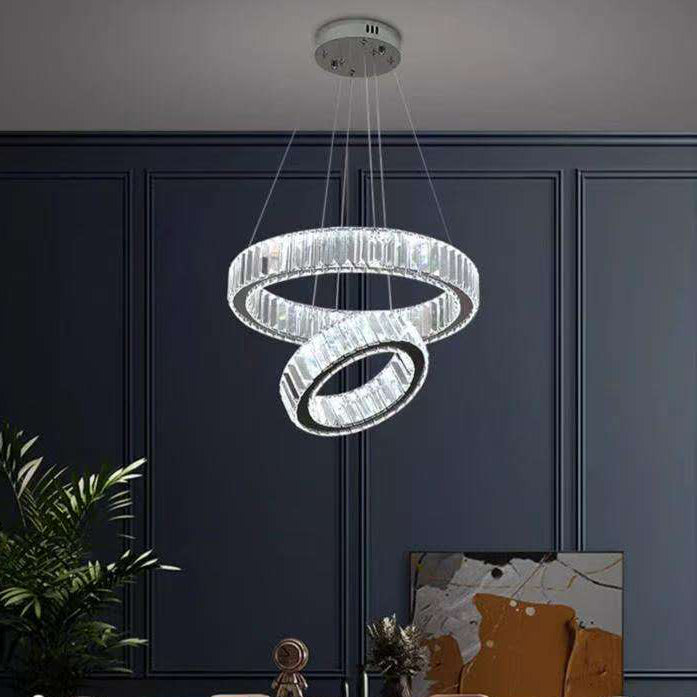 Luxury 2 Light LED Crystal Ring Chandelier
