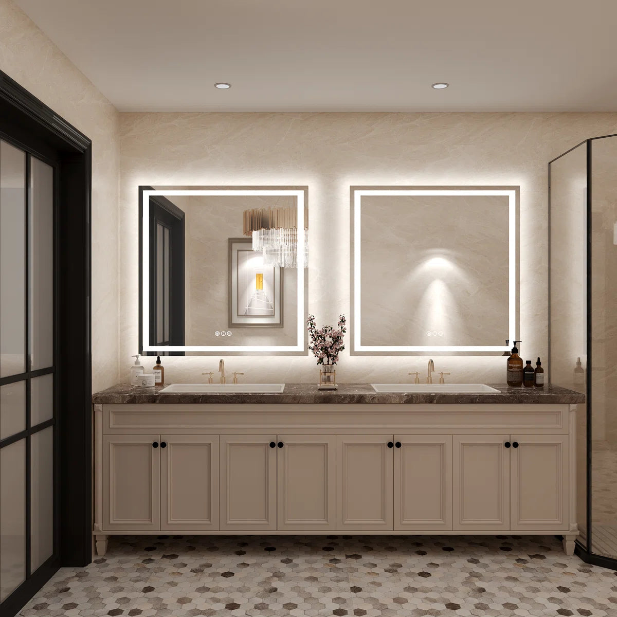 Square LED Bathroom Mirror - Dimmable, Anti-Fog, 3 CCT