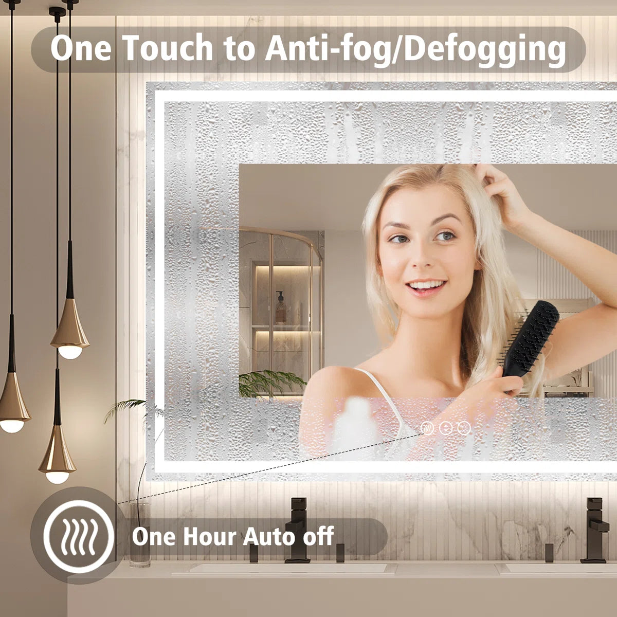Square LED Bathroom Mirror - Dimmable, Anti-Fog, 3 CCT