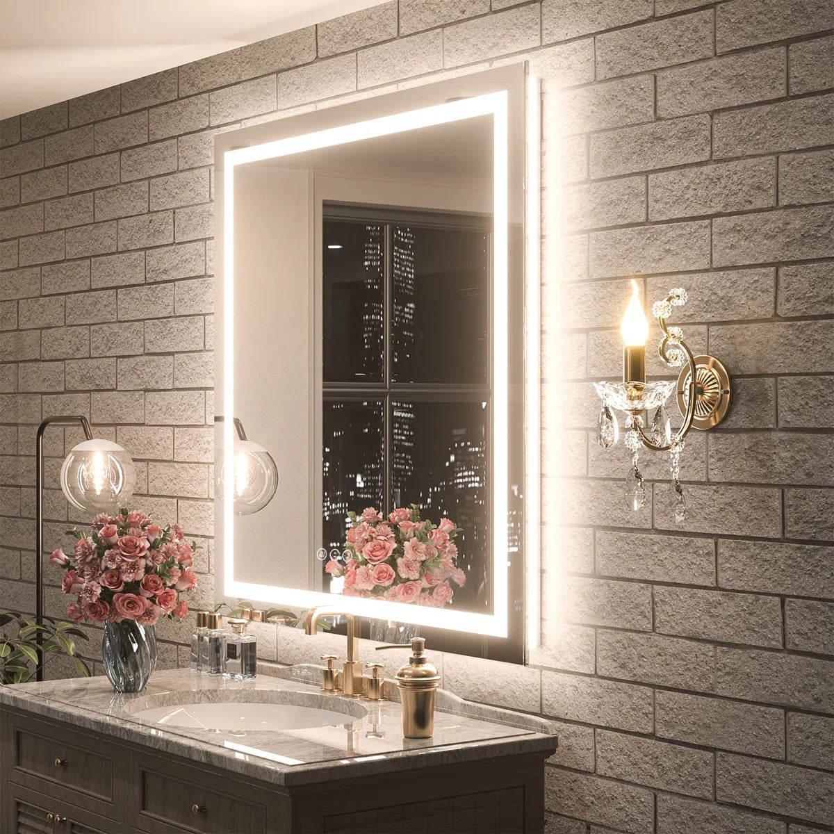 Square LED Bathroom Mirror - Dimmable, Anti-Fog, 3 CCT