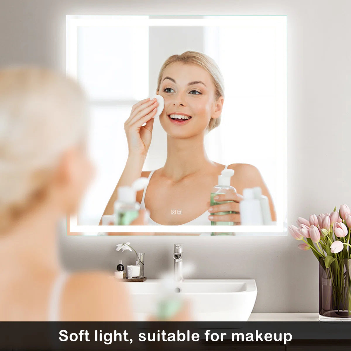 Square LED Bathroom Mirror - Dimmable, Anti-Fog, 3 CCT