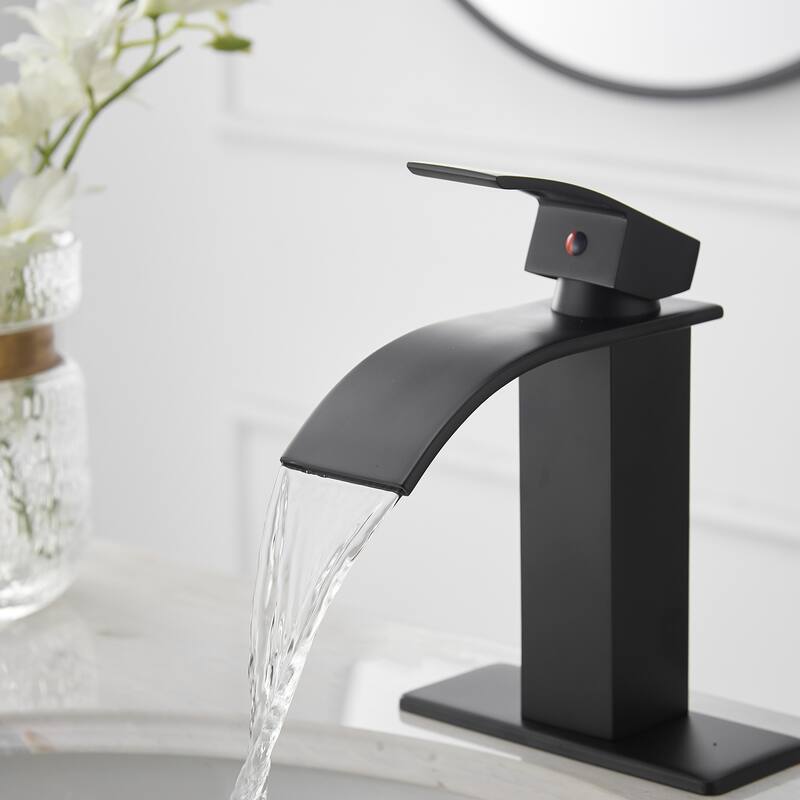 Black Bathroom Faucet Waterfall 1 Handle 1 Hole Bathroom Sink Faucet