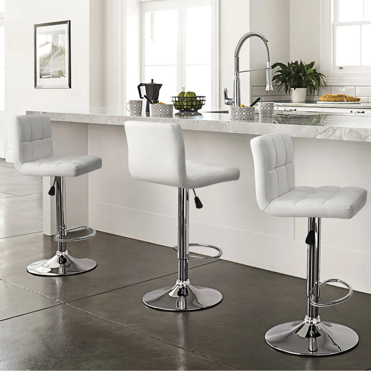 Elemena Square Counter Height Bar Stool, White