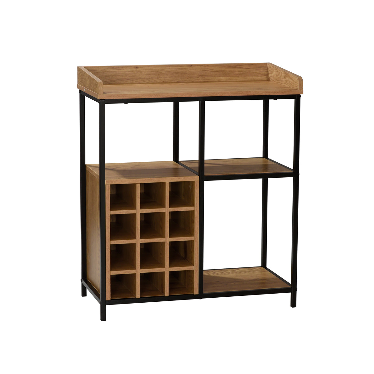 Industrial Wine Rack with Storage Shelves