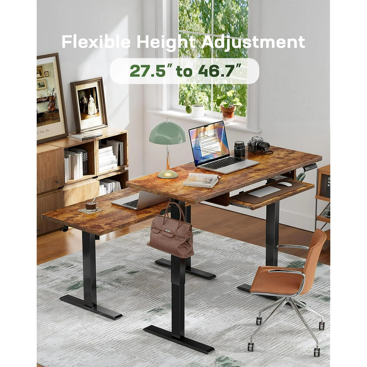 55" Electric Standing Desk, Rustic Brown