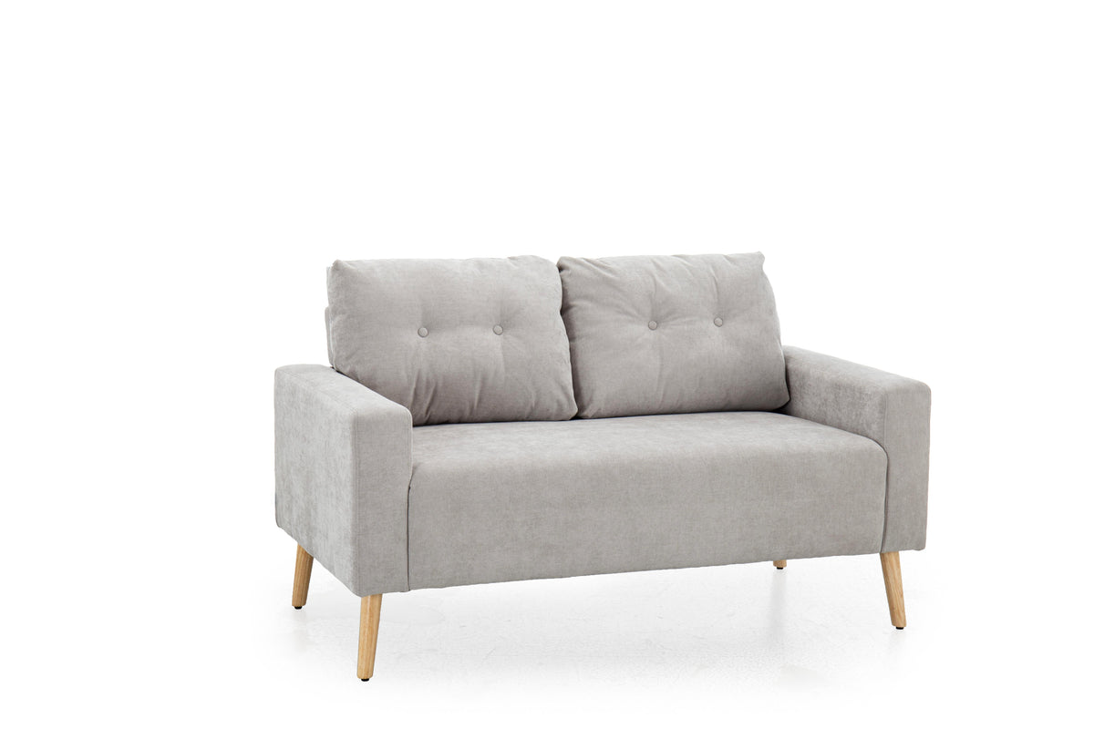 Eameson Mid-Century Inspired 2-Seater Loveseat Sofa, Gray Fabric