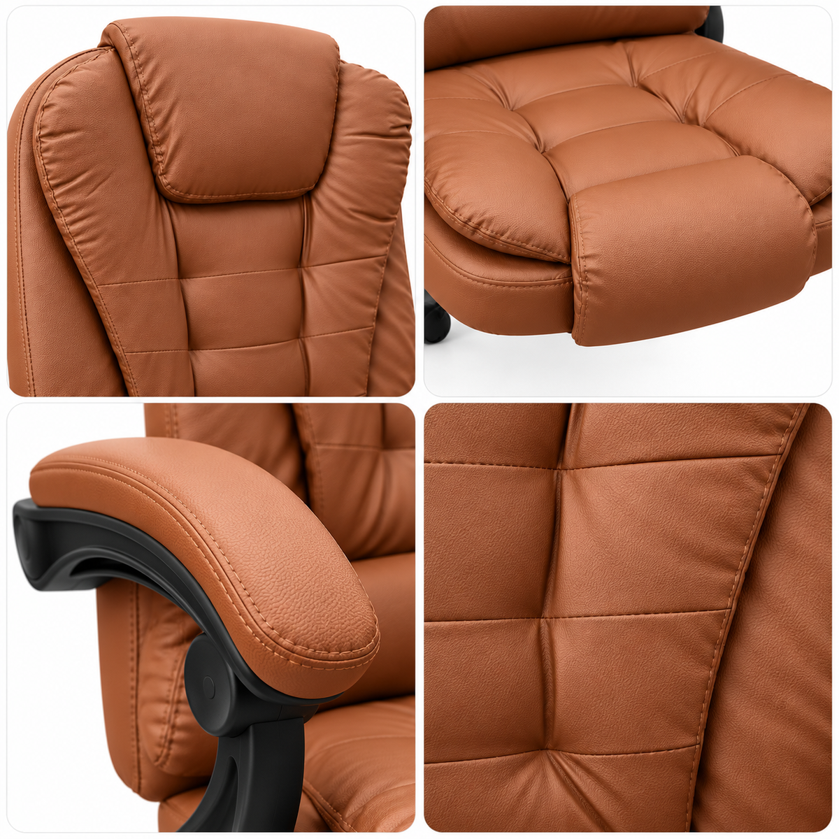 Brown High Back Executive Office Chair with Padded Armrests, Cushioned Swivel Desk Chair