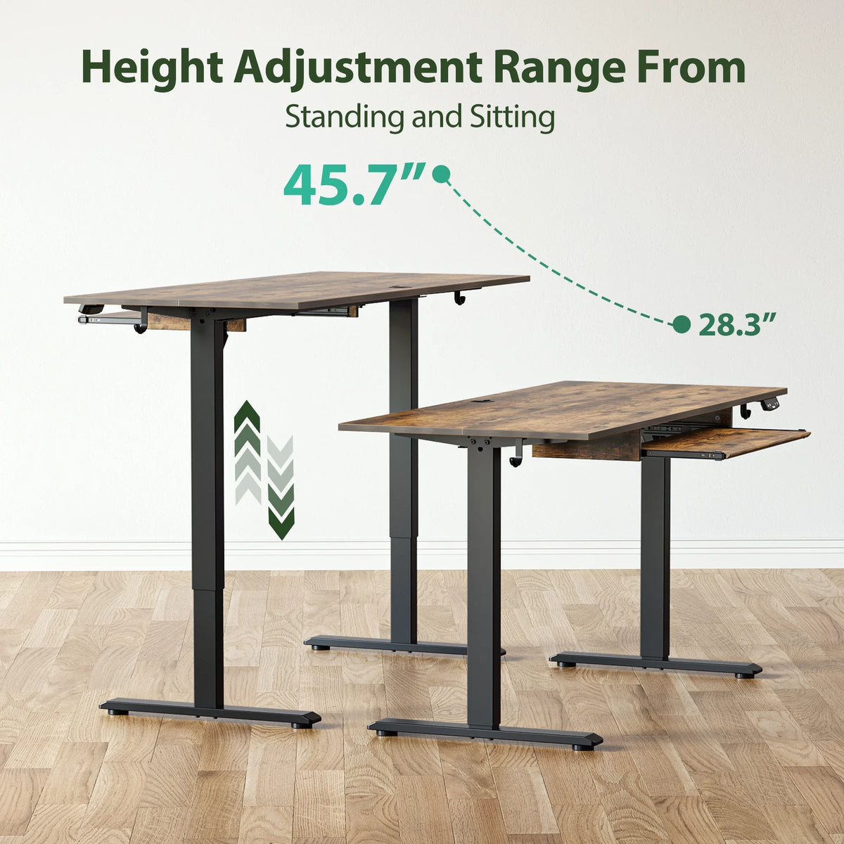 55" Electric Standing Desk, Rustic Brown