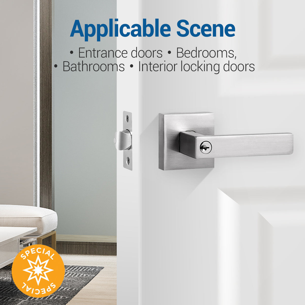 Entry Door Lever, Door Handle with Key