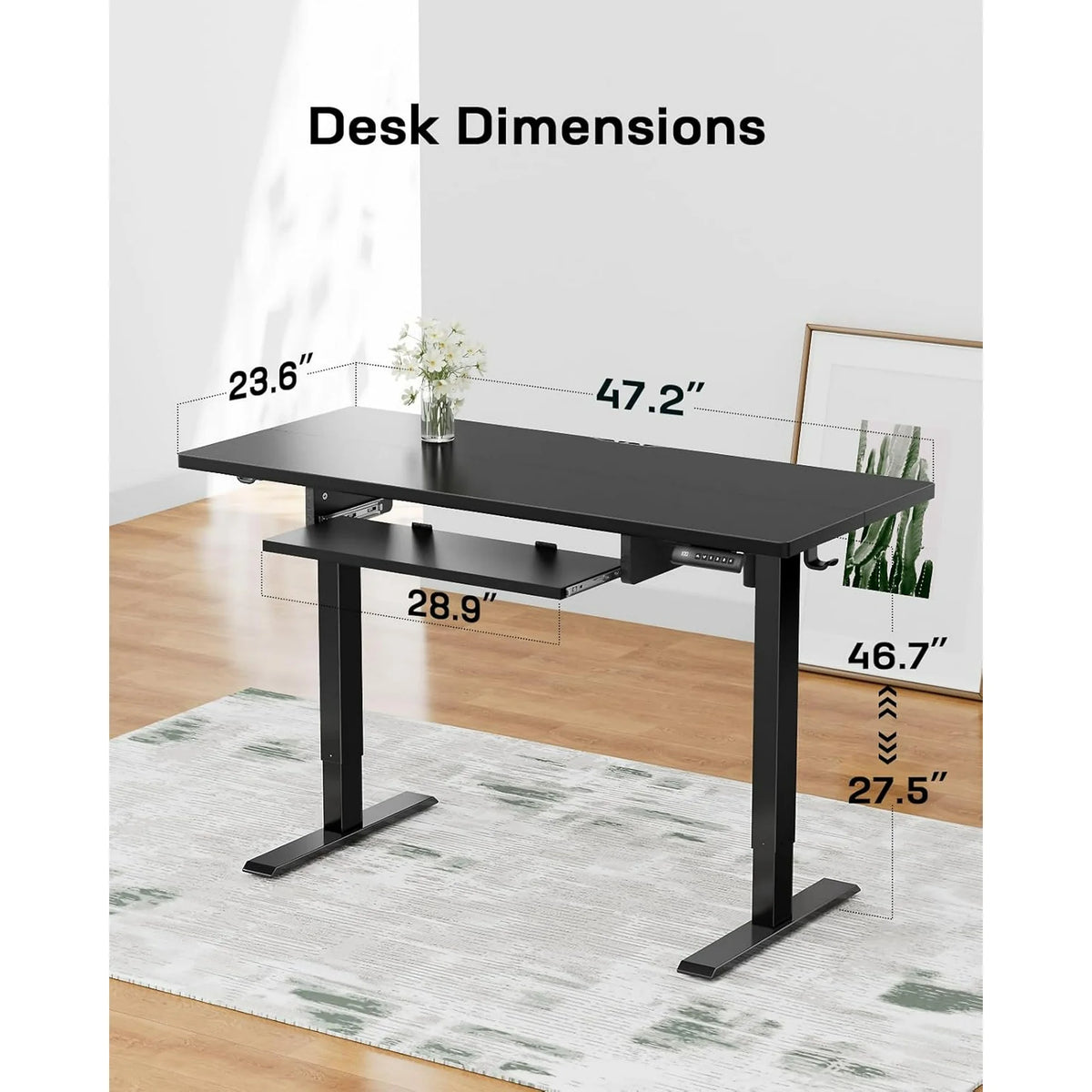 55" Electric Standing Desk, Black