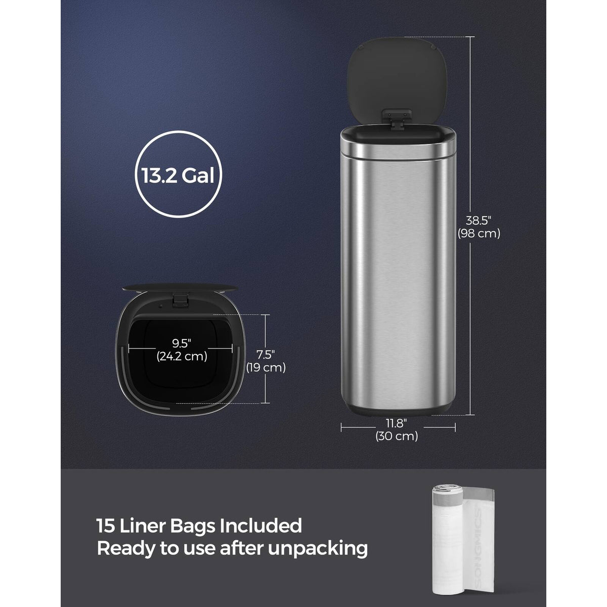 Motion Sensor Trash Can, 13 Gallon