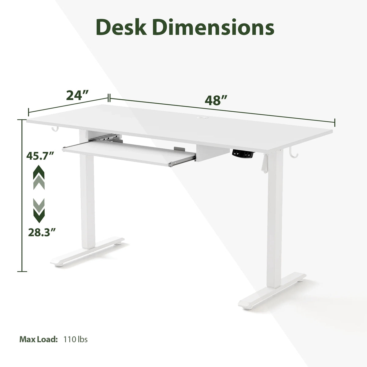 48" x 24" Electric Standing Desk Table