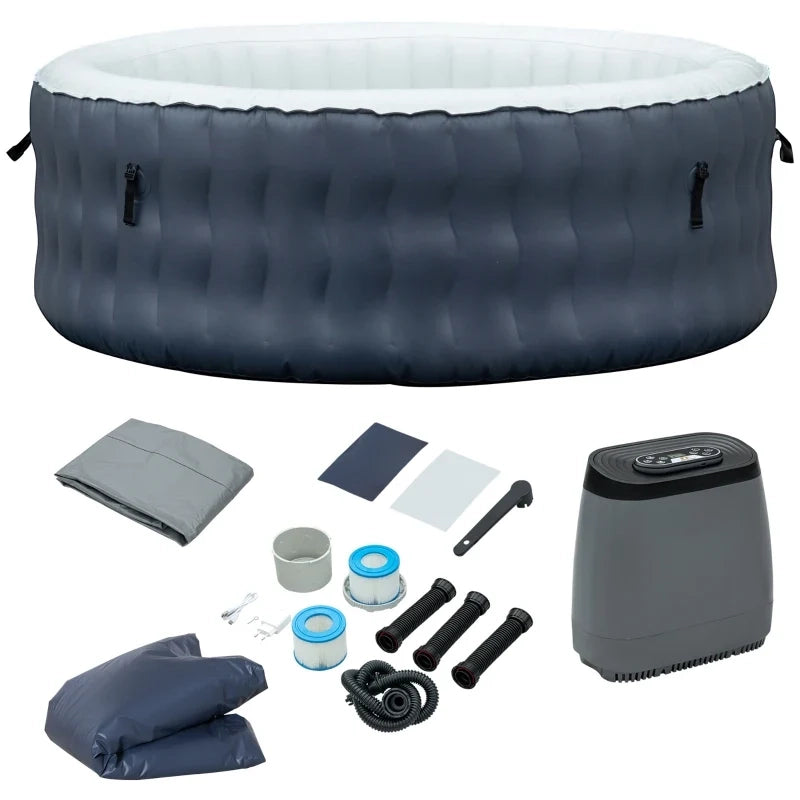 Inflatable Hot Tub Spa Round with Cover for 4-6 People