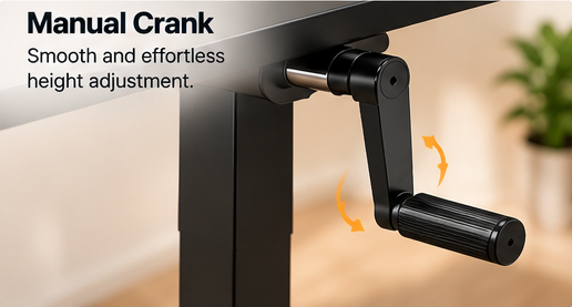 Manual Height Adjustable Standing Desk with Hand Crank, Sit-Stand Computer Desk, Black – 120 cm / 140 cm