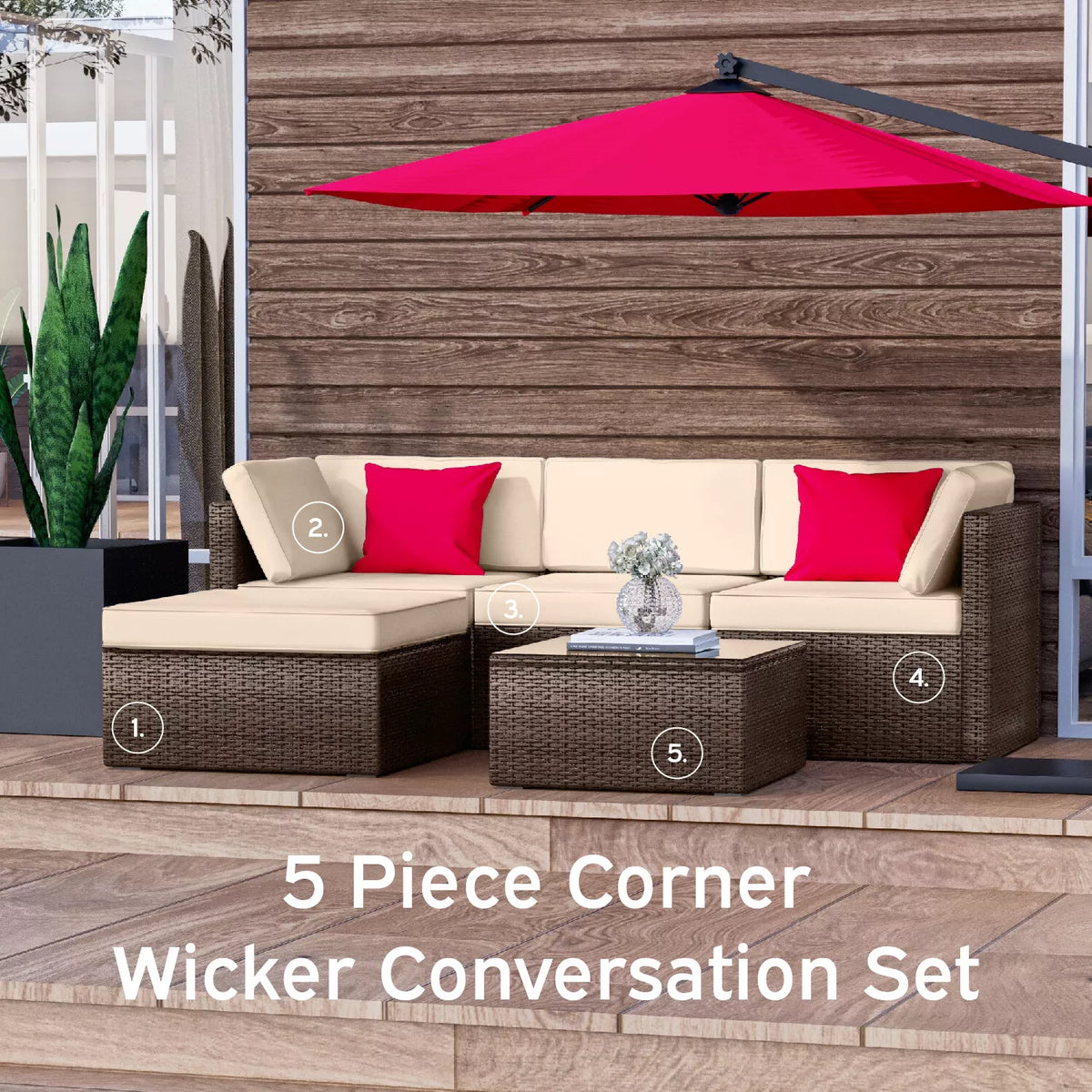 5 Piece Patio Furniture Set