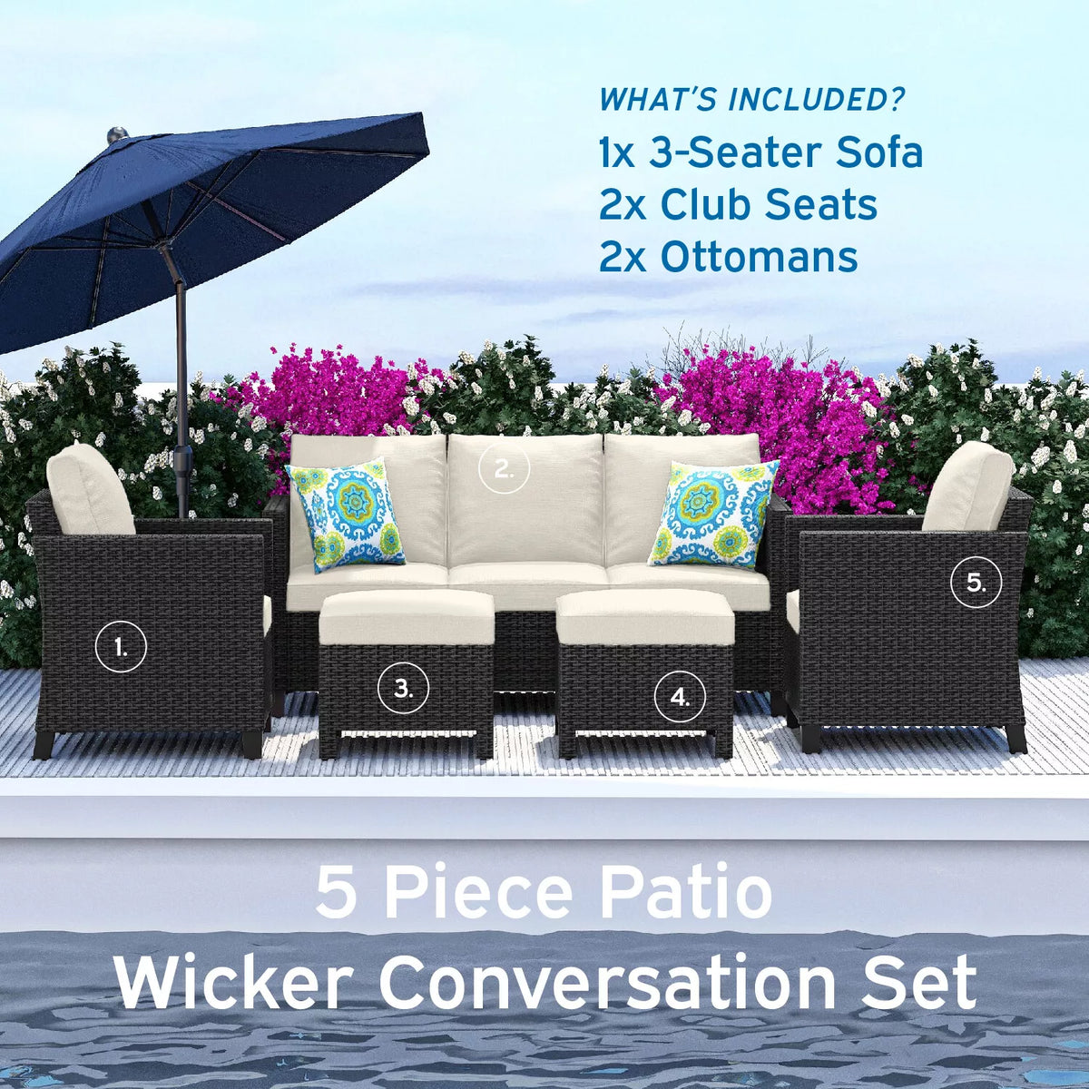 5 Piece Luxury Patio Furniture Set