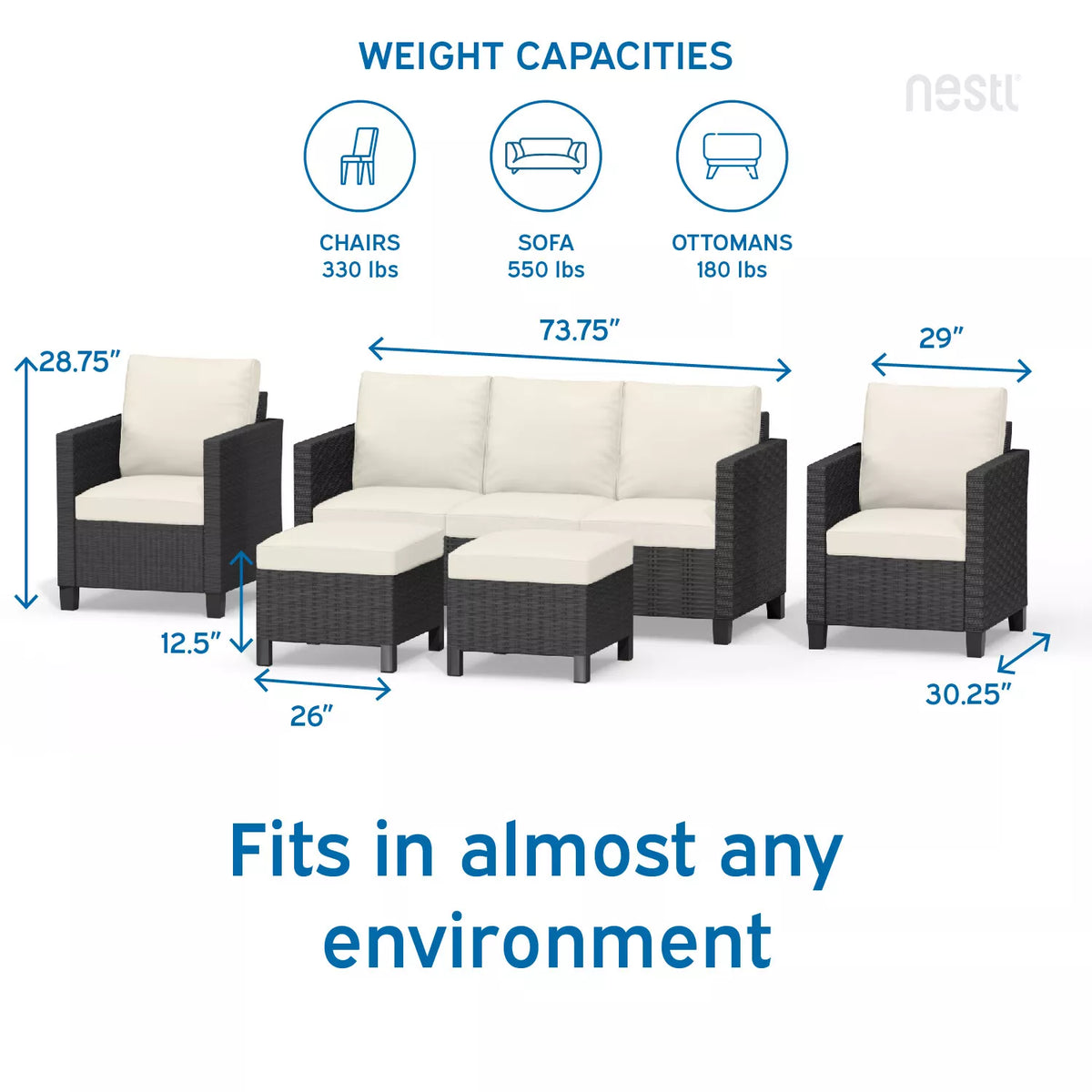5 Piece Luxury Patio Furniture Set