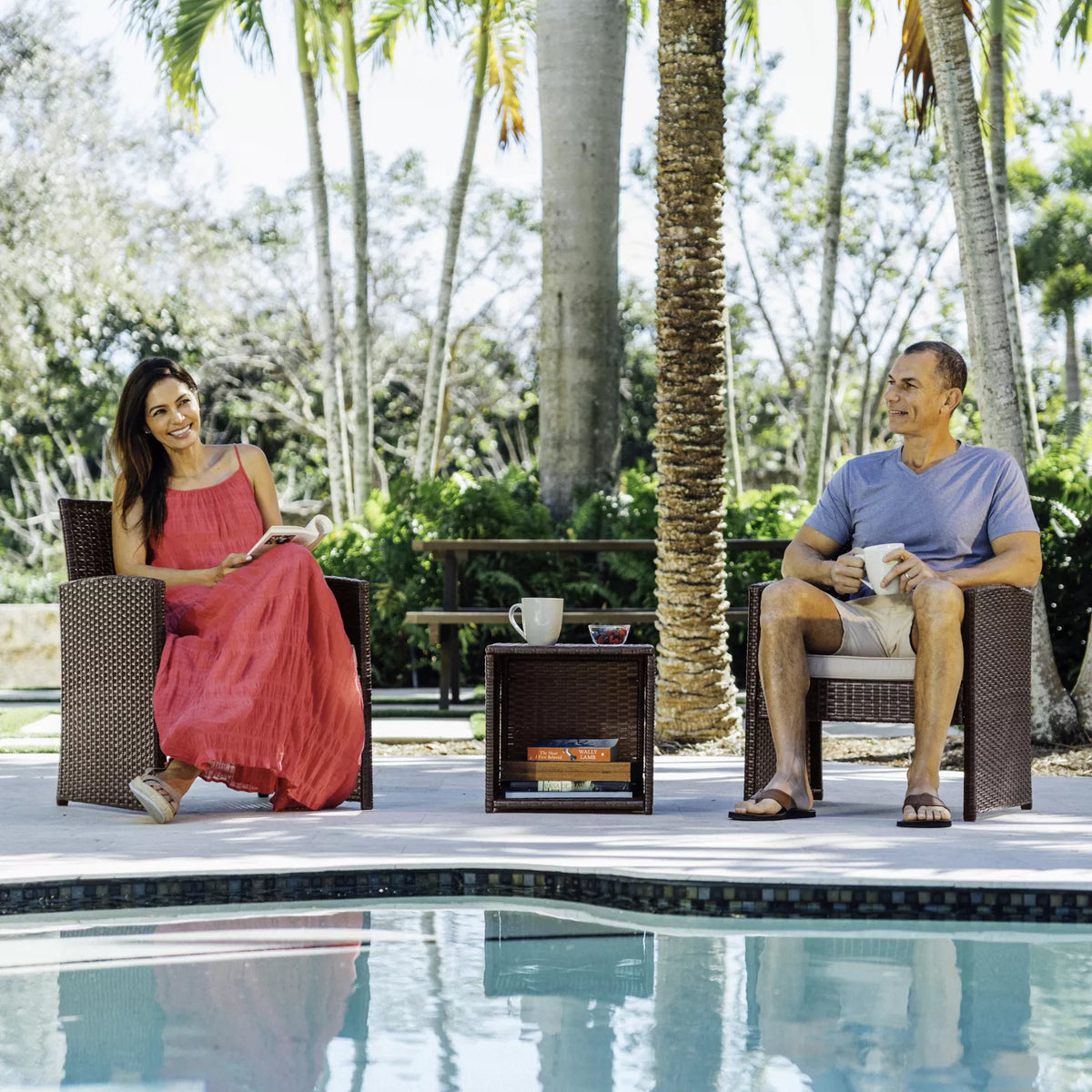 3 Piece Patio Outdoor Chairs set with Table, Outdoor Wicker Furniture set