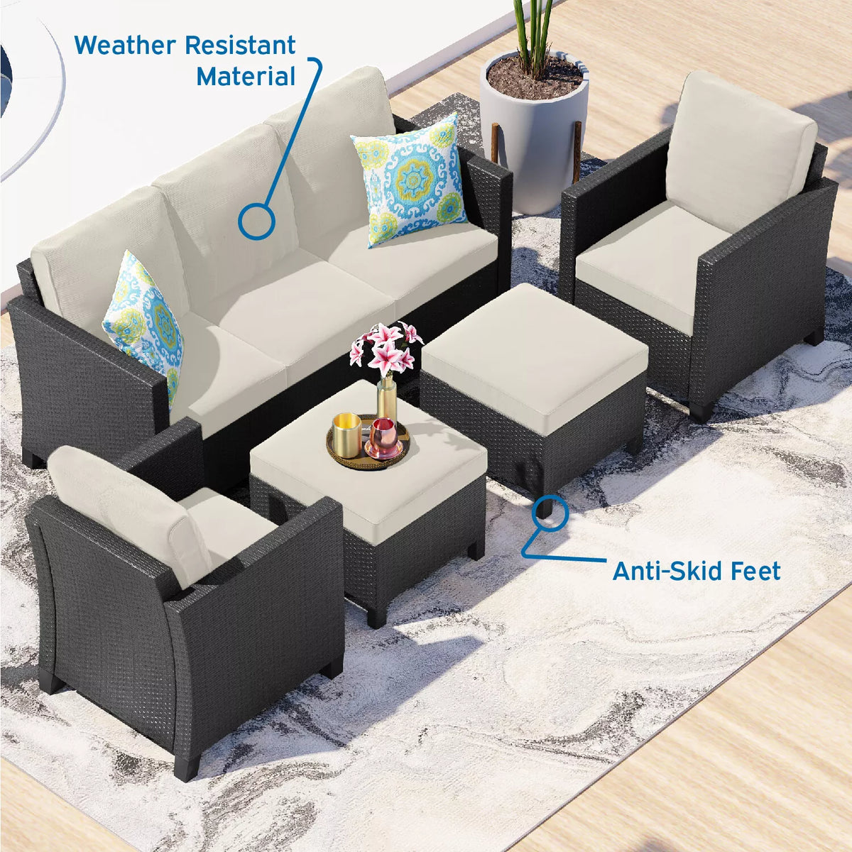5 Piece Luxury Patio Furniture Set