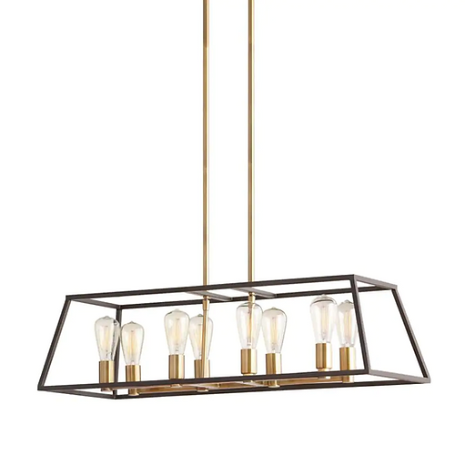 8 Light 60W Gold Pendant with Dark Bronze Metal Frame Shade