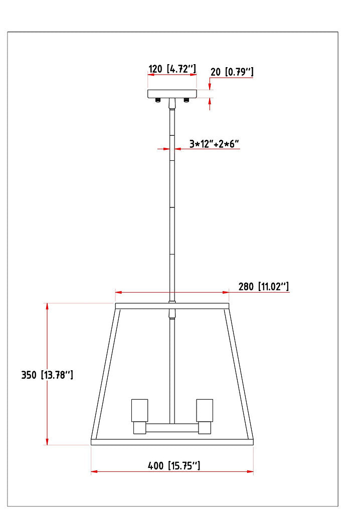 4 Light 60W Gold Pendant Light Fixture with Dark Bronze Metal Frame Shade