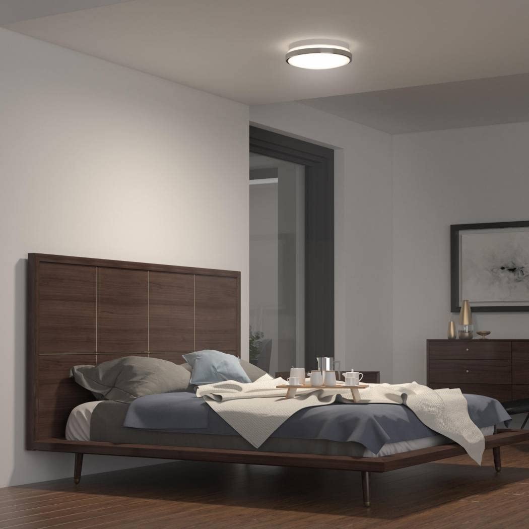 Iluminpro Flush Mount Ceiling Light Fixture LED (Milk White Shell / 16 Inch / 25W, 2000 LM), 3 CCT, Dimmable