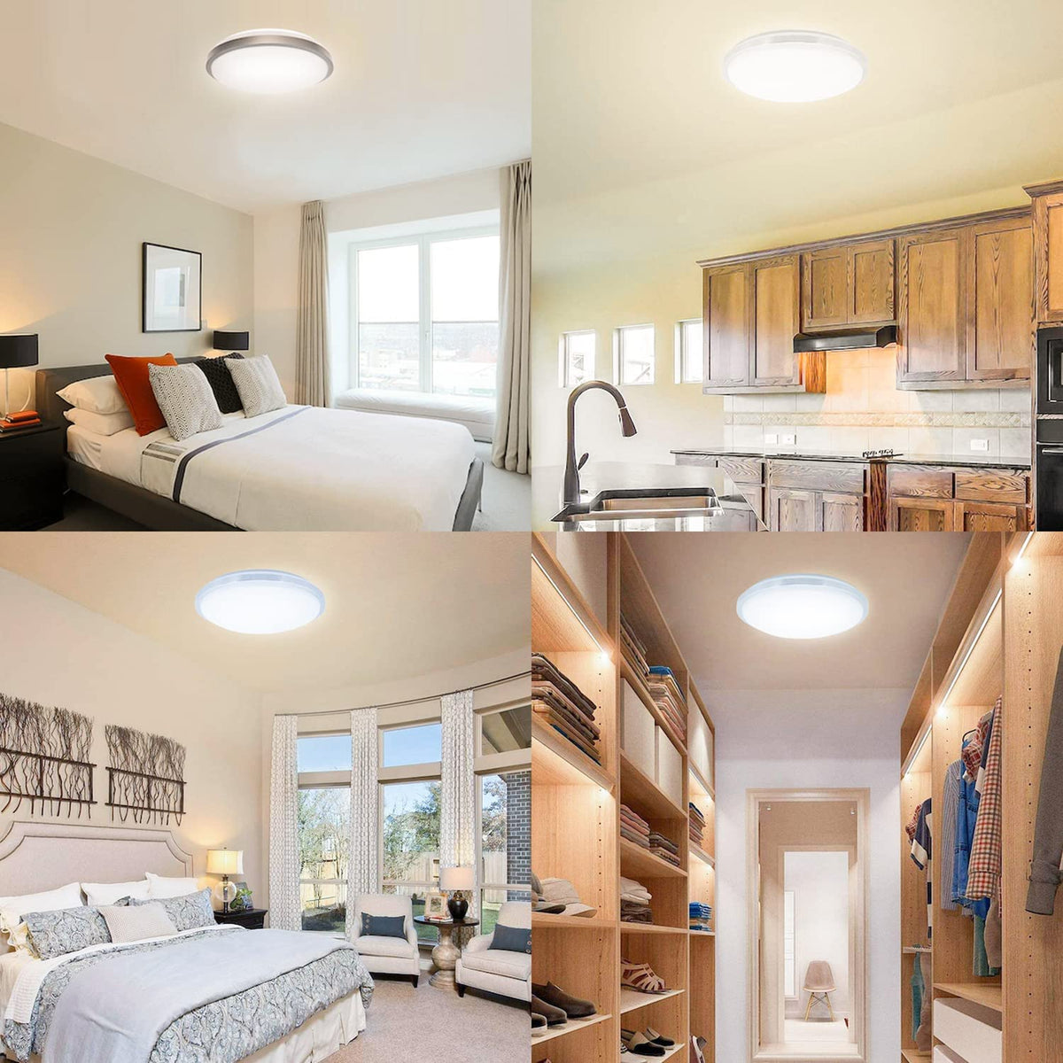 Iluminpro Flush Mount Ceiling Light Fixture LED (Milk White Shell / 16 Inch / 25W, 2000 LM), 3 CCT, Dimmable