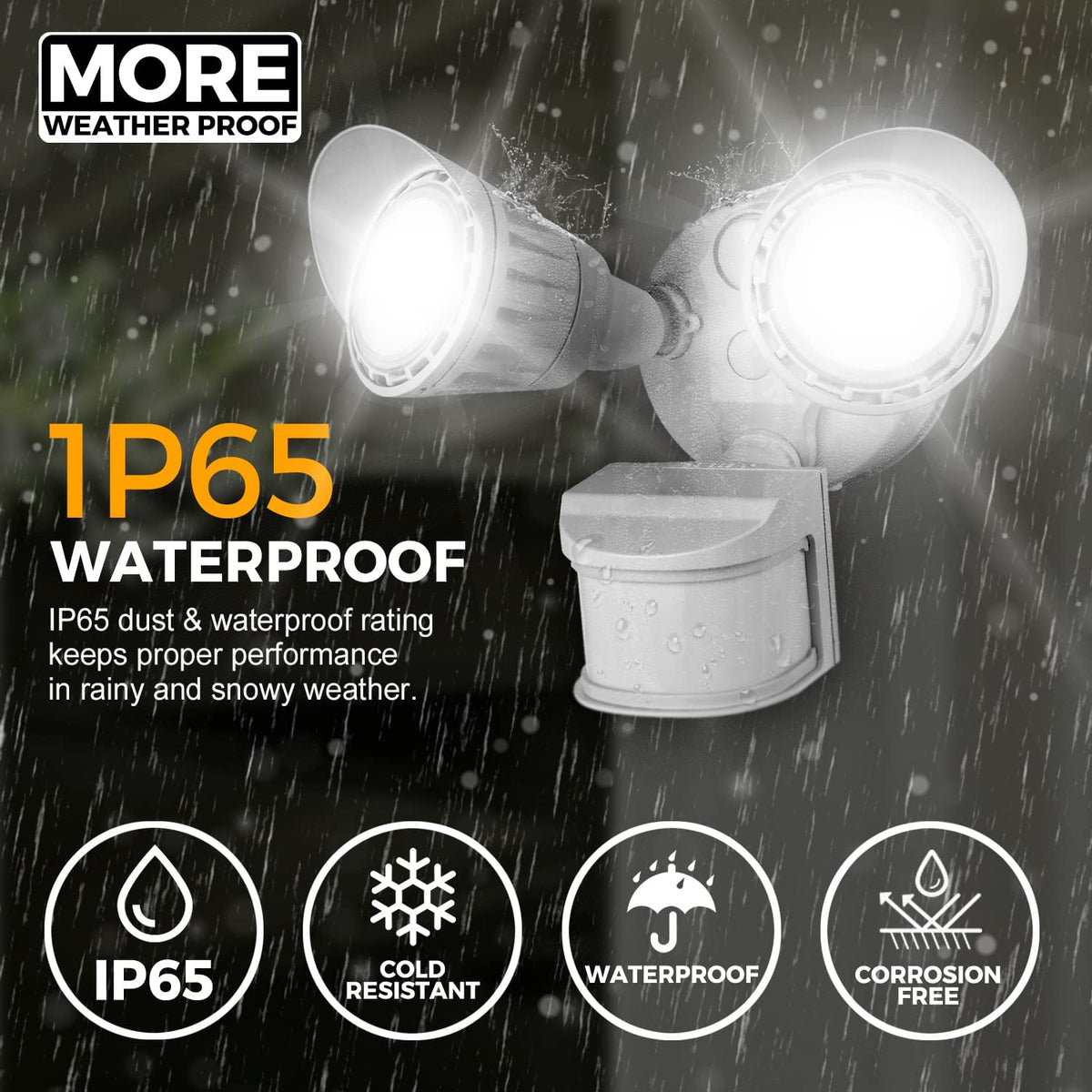 LED Outdoor Security Lights, Motion Sensor Flood Light, 20W 2000 Lumens, IP65 Waterproof, 5000K Daylight White, ETL Listed