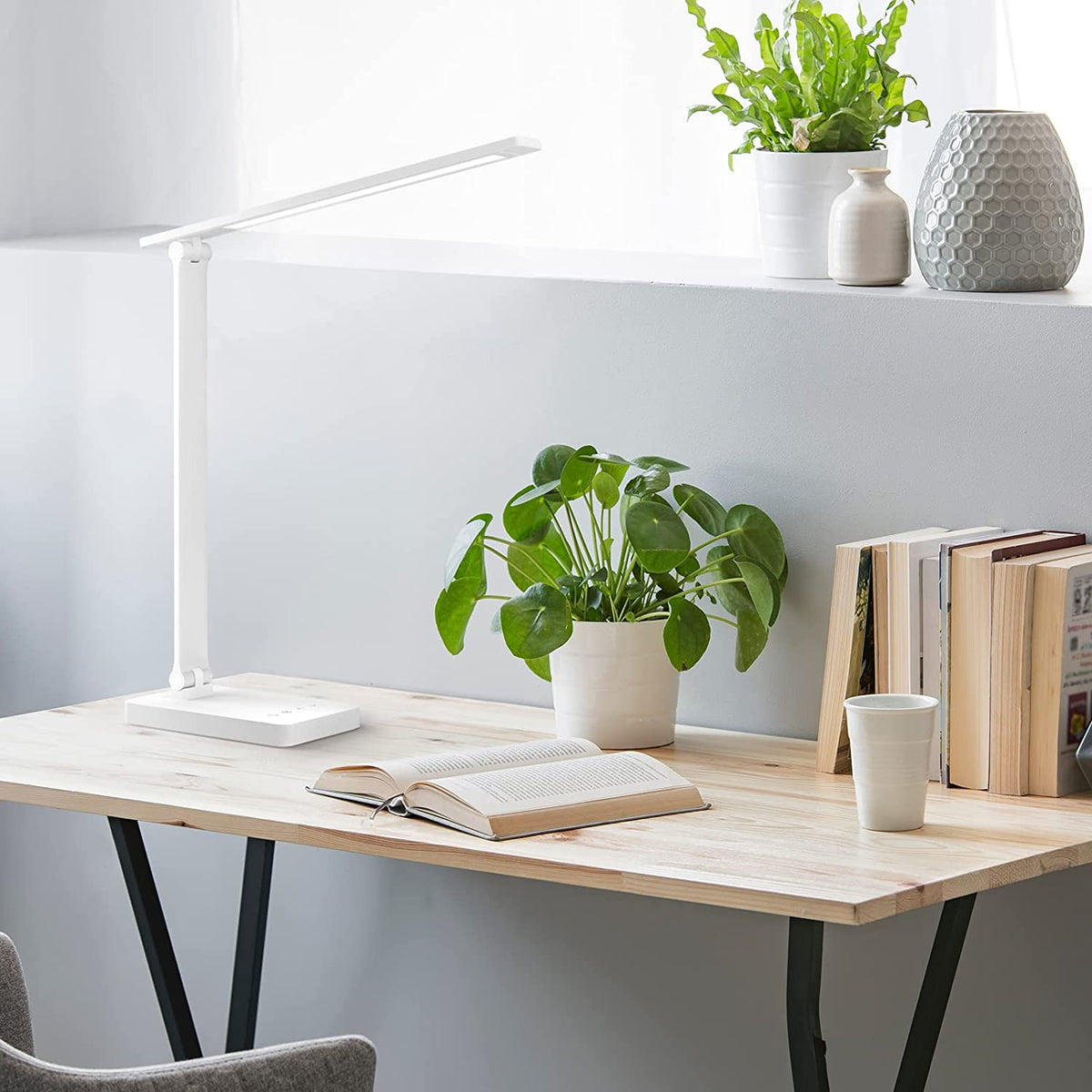 Desk Lamp 3 Modes 5 Dimmable Levels Touch USB Powered Reading Light Eye Protect with Timer Table Lamp