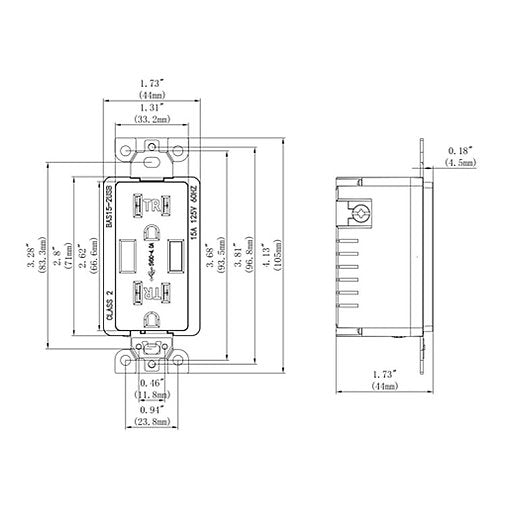 USB Charger 3.6A / Tamper Resistant Receptacle 15A(Wall plate include)